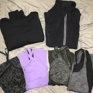 4 Lulu bra tanks & 1 light weight pull over